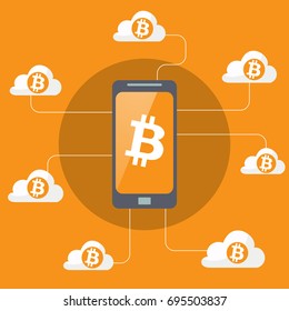 bitcoin on the devices screen for web design