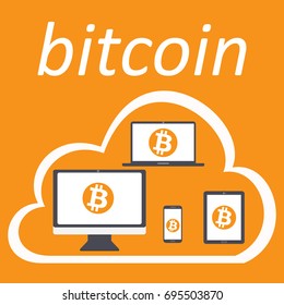 bitcoin on the devices screen for web design