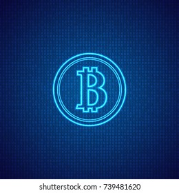 Bitcoin on a digital abstract background. Vector illustration .