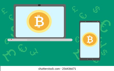 Bitcoin On Mobile and Laptop
