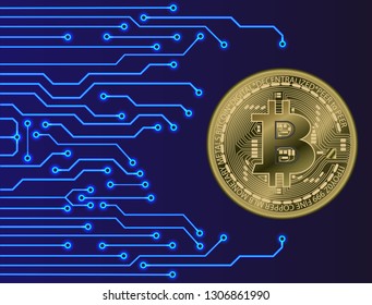 bitcoin on a printed circuit board