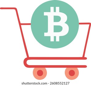 Bitcoin on Shopping Cart Trolley Icon