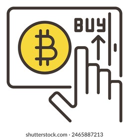 Bitcoin on Tablet Screen vector Crypto Trading concept colored icon or logo element