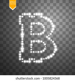 Bitcoin on the transparent background with glitters stars and sparkles. Vector