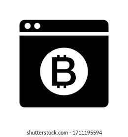 Bitcoin on web page. Cryptocurrency and blockchain concept. Line design.