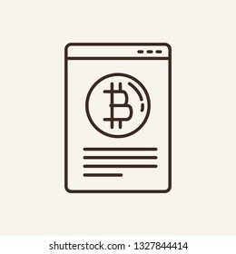 Bitcoin on website line icon. Internet, digital, money. concept. Can be used for topics like mining, network money, cryptocurrency