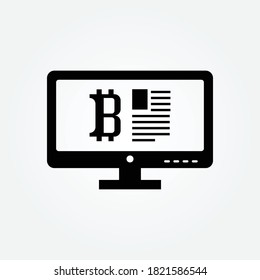 Bitcoin online article icon design vector 