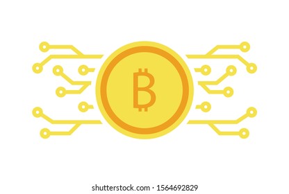 Bitcoin, online currency in flat style, vector illustration