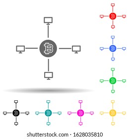 bitcoin online multi color style icon. Simple glyph, flat vector of crypto icons for ui and ux, website or mobile application