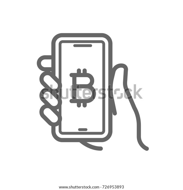 Bitcoin Online Symbol On Smartphone Hand Stock Vektorgrafik - 