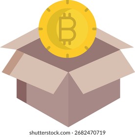Bitcoin Open Box flaches Symbol Design