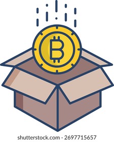 bitcoin open box linear color icon design