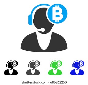 Bitcoin Operator flat vector pictogram. Colored bitcoin operator gray, black, blue, green pictogram versions. Flat icon style for application design.