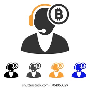 Bitcoin Operator icon. Vector illustration style is flat iconic symbol with black, gray, orange, blue color variants. Designed for web and software interfaces.