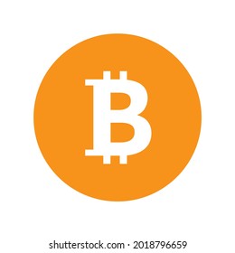 Bitcoin orange logo icon in circle. Cryptocurrency btc payment symbol. Flat style illustration isolated on white background