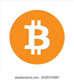 Bitcoin orange logo icon in circle. Cryptocurrency btc payment symbol. Flat style illustration isolated on white background