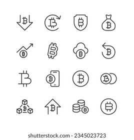colección de iconos de esquema de bitcoin. Elementos simples de línea delgada para web y aplicación. Paquete premium