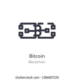 bitcoin outline icon. isolated line vector illustration from blockchain collection. editable thin stroke bitcoin icon on white background