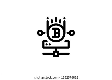 Bitcoin Outline Icon - Bitcoin Mining