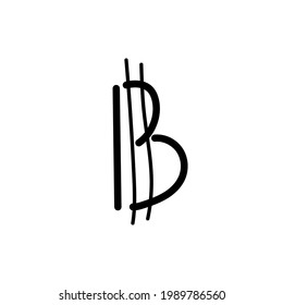 Bitcoin outline icon on white background
