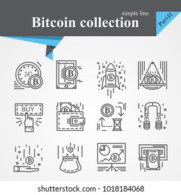 Bitcoin outline icon set isolated on a white background.Modern of thin line and flat icons collection .Linear trendy symbols set.Premium qualityCryptocurrency,blockchain.PartII