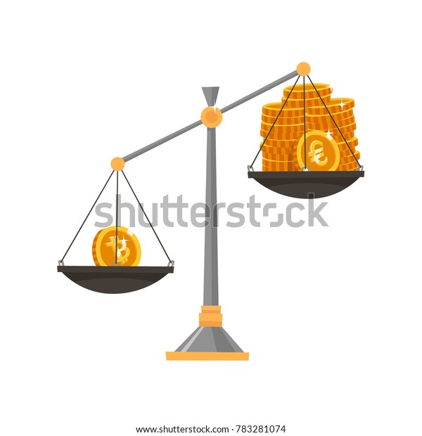 Bitcoin Outweighs Stack Euro On Libra Stock Vector Royalty Free - 