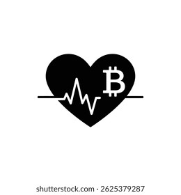 Bitcoin sobre monitor de pulsação que representa a moeda digital e saúde financeira