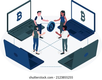bitcoin p2p concept illustration design 