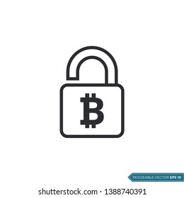 Bitcoin Padlock Money Sign Icon Vector Template Flat Design
