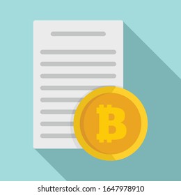 Bitcoin paper icon. Flat illustration of bitcoin paper vector icon for web design