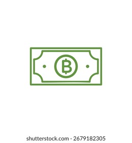 Bitcoin Paper Money Icon Vector