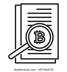 Bitcoin papers icon. Outline Bitcoin papers vector icon for web design isolated on white background