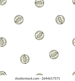 bitcoin pattern background. bitcoin sign doodle illustration. BTC coins pattern background. crypto currency pattern background.