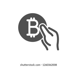 Bitcoin pay icon. Cryptocurrency coin sign. Crypto money symbol. Quality design element. Classic style icon. Vector