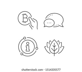 Bitcoin pay line icon. Chat bubble, info sign elements. Cryptocurrency coin sign. Crypto money symbol. Linear bitcoin pay outline icon. Information bubble. Vector
