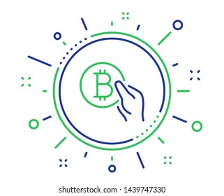 Bitcoin pay line icon. Cryptocurrency coin sign. Crypto money symbol. Quality design elements. Technology bitcoin pay button. Editable stroke. Vector
