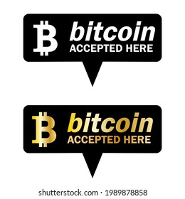 Concepto de pago de bitcoin. Filosofía móvil. Transacción o donación de bitcoin. Criptodivisa aceptada aquí. Vector