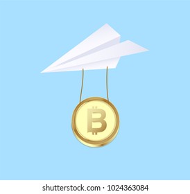 Bitcoin payment concept. sent money by cryptocurrency. vector illustration