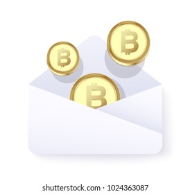 Bitcoin payment concept. sent money by cryptocurrency. vector illustration