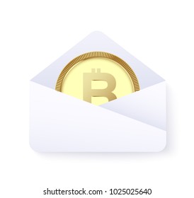 Bitcoin payment concept. sent money by cryptocurrency. vector illustration