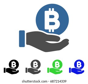 Bitcoin Payment Hand flat vector icon. Colored bitcoin payment hand gray, black, blue, green icon variants. Flat icon style for application design.