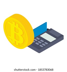 Bitcoin payment icon. Isometric illustration of bitcoin payment vector icon for web