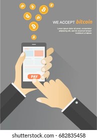 Bitcoin payment internet shopping flat illustration. eps10