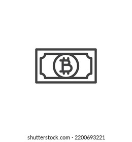 Icono de línea de pago de bitcoin. signo de estilo lineal para concepto móvil y diseño web. Icono de vector de contorno de criptodivisa de bitcoin. Símbolo, ilustración del logotipo. Gráficos vectoriales