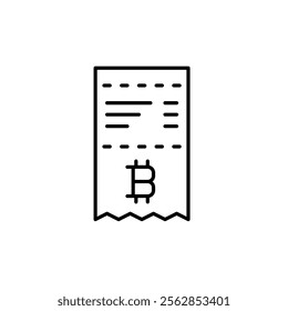 Bitcoin payment receipt, crypto commerce. Pixel perfect vector icon