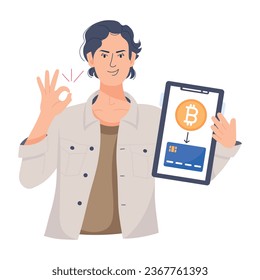 Bitcoin payment trendy flat illustration 