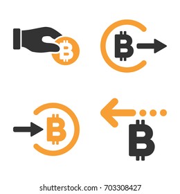 Bitcoin Payment vector icon set. Style is bicolor flat symbols.