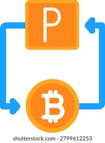 Bitcoin Paypal Flat Icon Vector Design