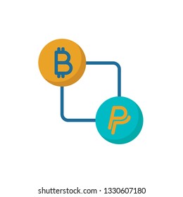 bitcoin to paypal icon vector design flat style