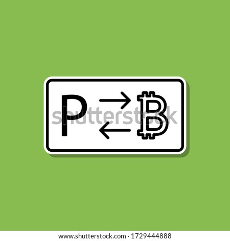 Bitcoin to paypal sticker icon. Simple thin line, outline vector of bitcoin blockchain icons for ui and ux, website or mobile application